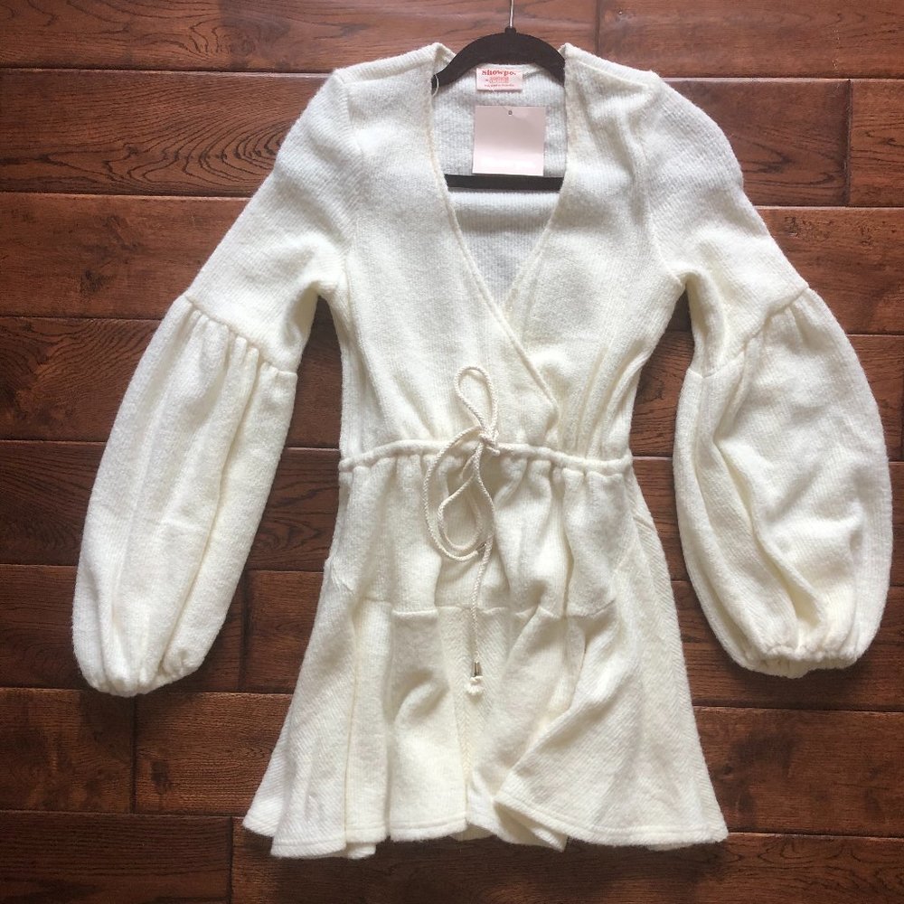 Show Po sweater dress, size small, cream color, NWT